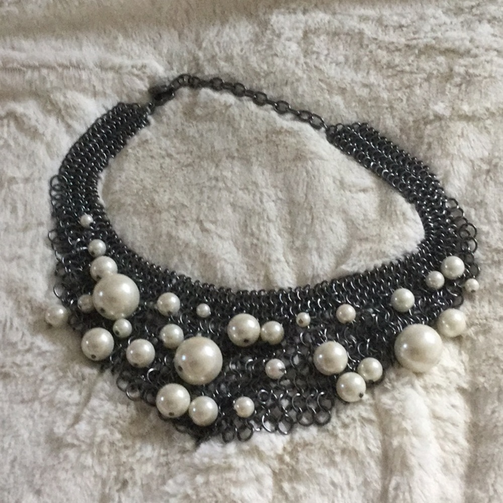 Pearl and sterling statement necklace